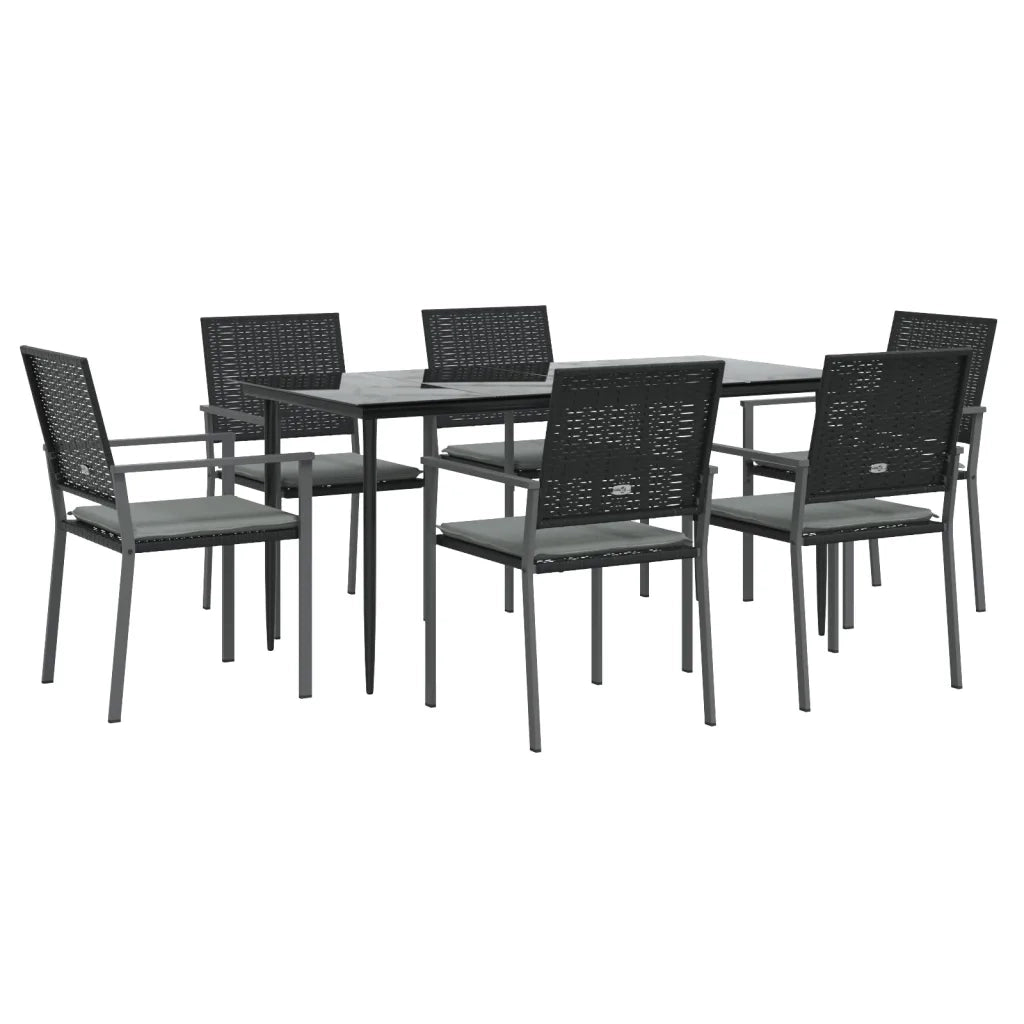 Set Pranzo da Giardino 7 pz con Cuscini in Polyrattan e Acciaio 3187010