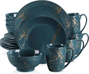 Set da Cenere e Oro per 4 Persone - 16 Pezzi - Set di Cucina in Stile Lussuoso