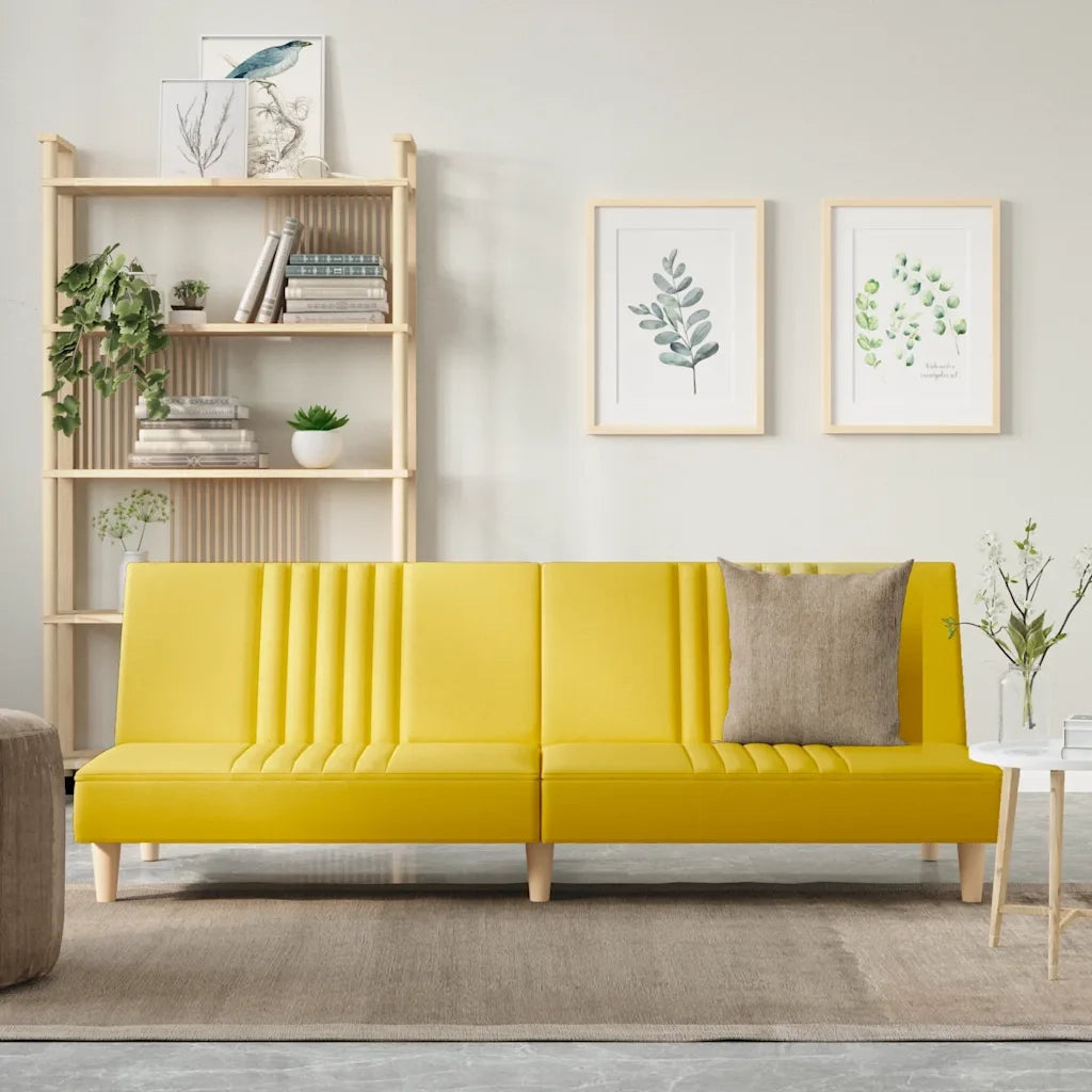 Divano Letto Giallo Chiaro in Tessuto 351885
