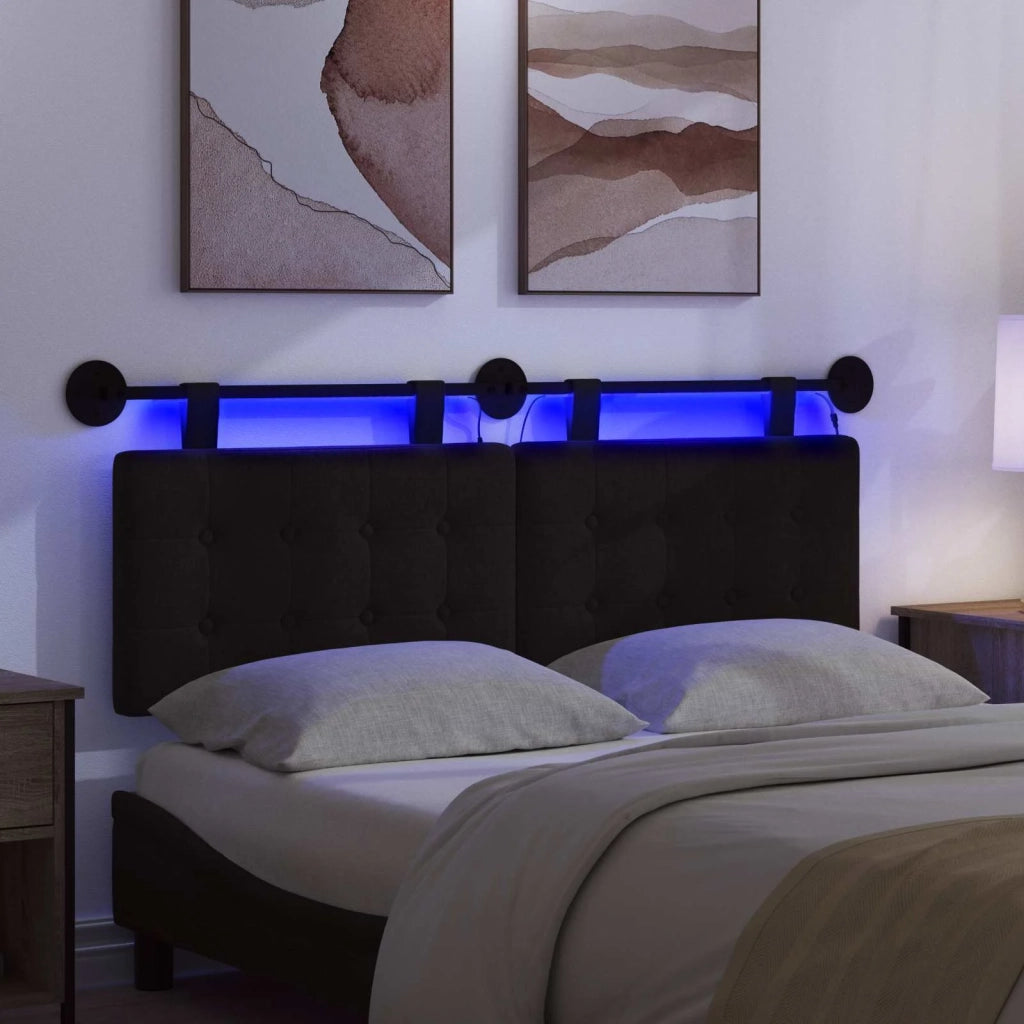 Testiera sospesa Con luce LED Nero Tessuto 3424431