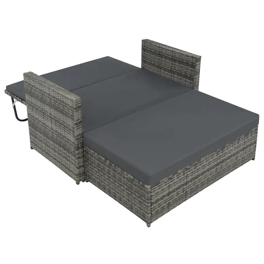 Set Divani da Giardino 2 pz con Cuscini in Polyrattan Grigio 44483