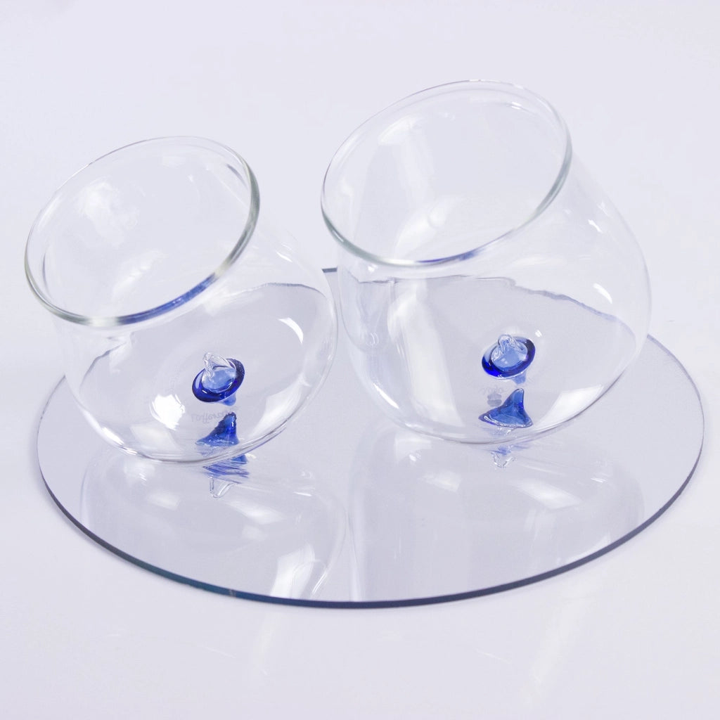 Zafferano Set 6 Bicchieri Tumbler Serie Pirolo in Vetro Borosilicato Blu Design Rotante e Obliquo Resistente agli Shock Termici per Tavola Moderna