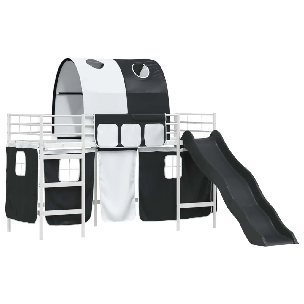 Struttura del letto loft per bambini Bianco e Nero Metallo