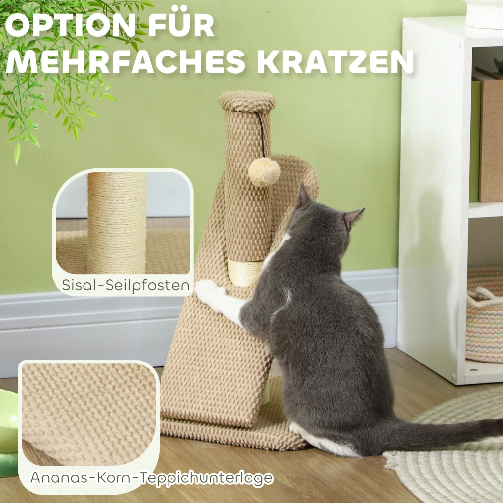 Tiragraffi per Gatti con Palla e Struttura in Sisal ¨C Minimal ¨C Marrone Chiaro 54 cm