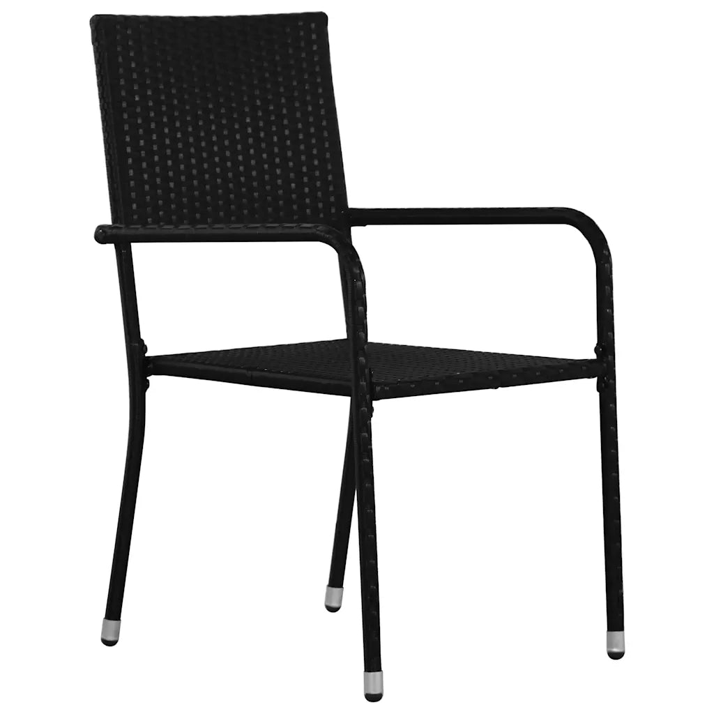 Set da Pranzo per Giardino con cuscino 5 pcs Nero polyrattan 3380038
