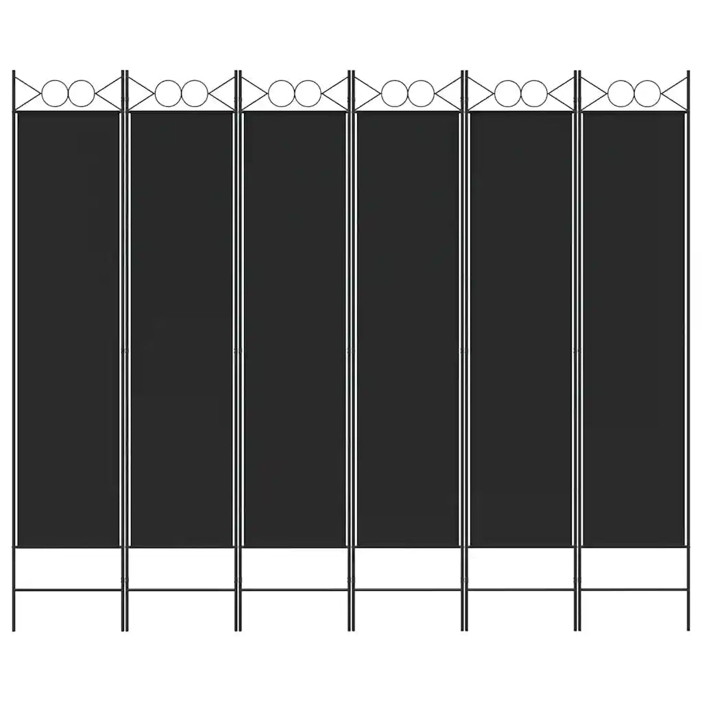 Divisorio Ambienti | Divider per stanze | Paravento a 6 Pannelli Nero 240x200 cm in Tessuto