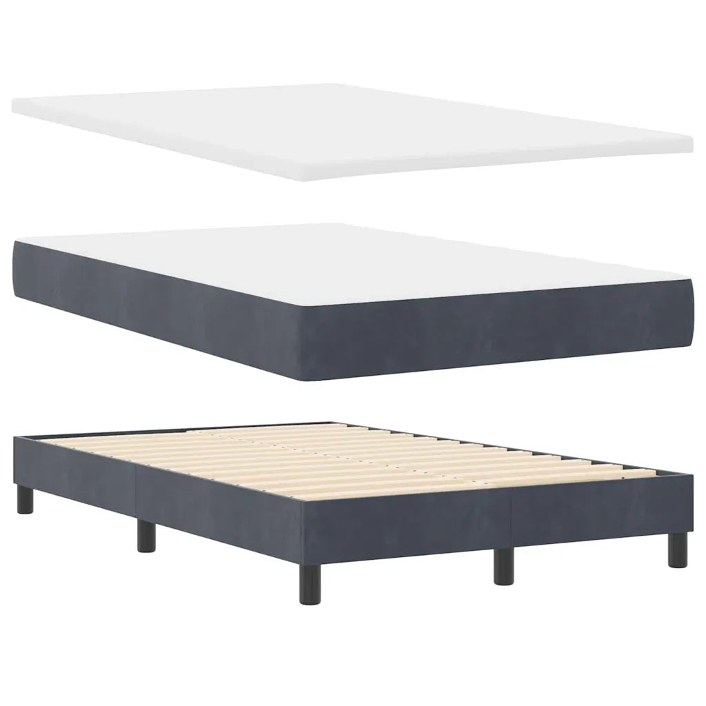 Letto a molle con materasso Grigio scuro 120 x 190 cm Velluto 3339225