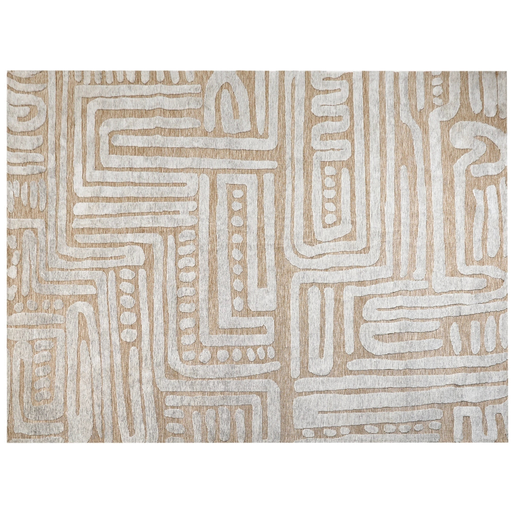 Tappeto da salotto moderno con motivo geometrico a tinta unita beige 300 x 400 cm camera da letto soggiorno