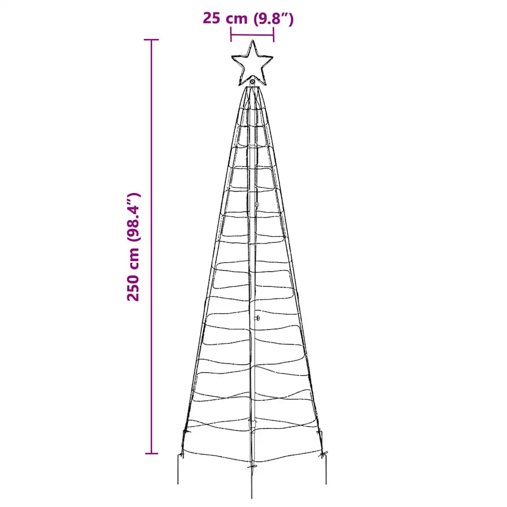 Albero di Natale LED con picchetti per il terreno 250 cm Ferro 42018751