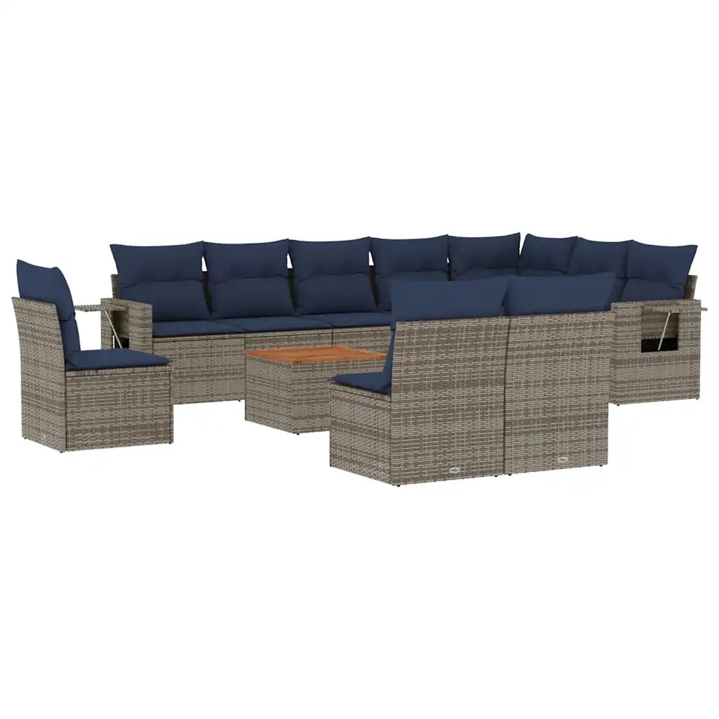 Set Divani da Giardino 11 pz con Cuscini Grigio in Polyrattan 3224619