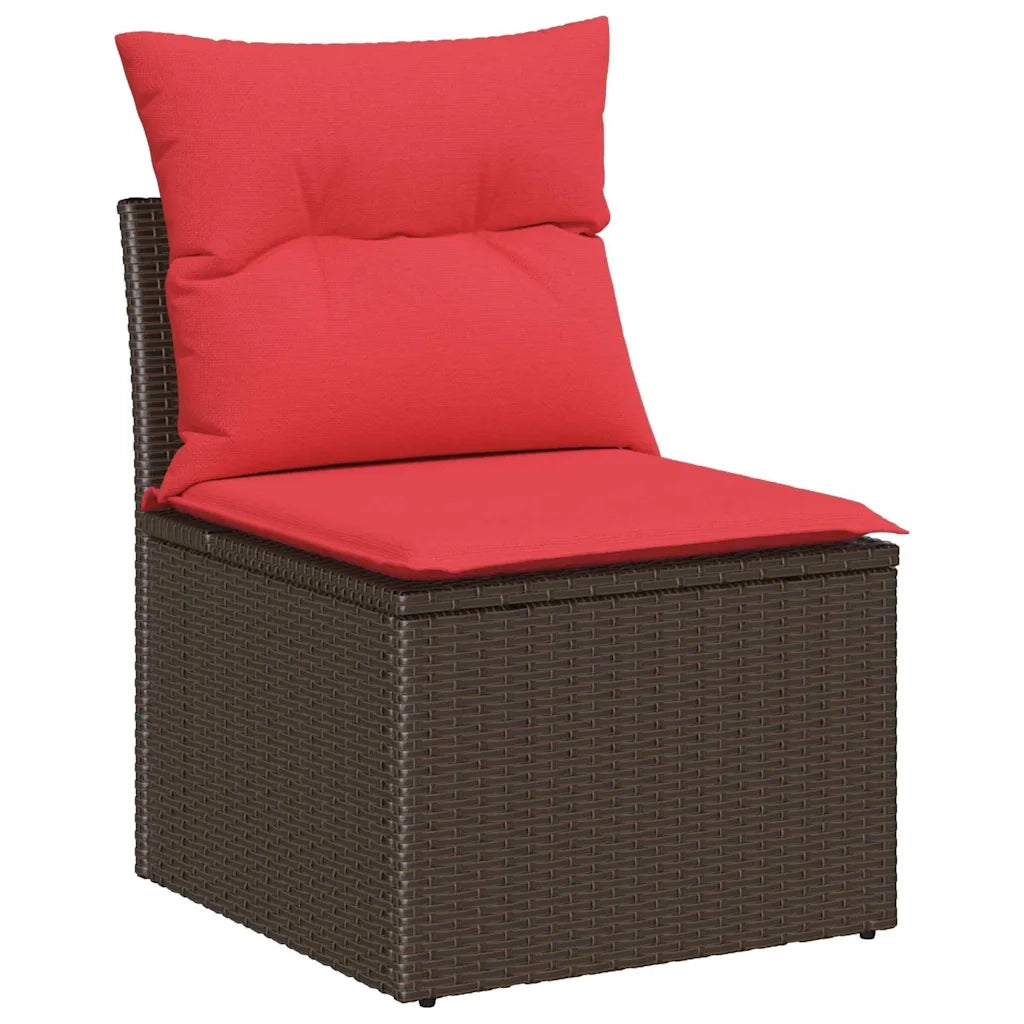 Set Divano da Giardino Marrone e Rosso polyrattan 3355723