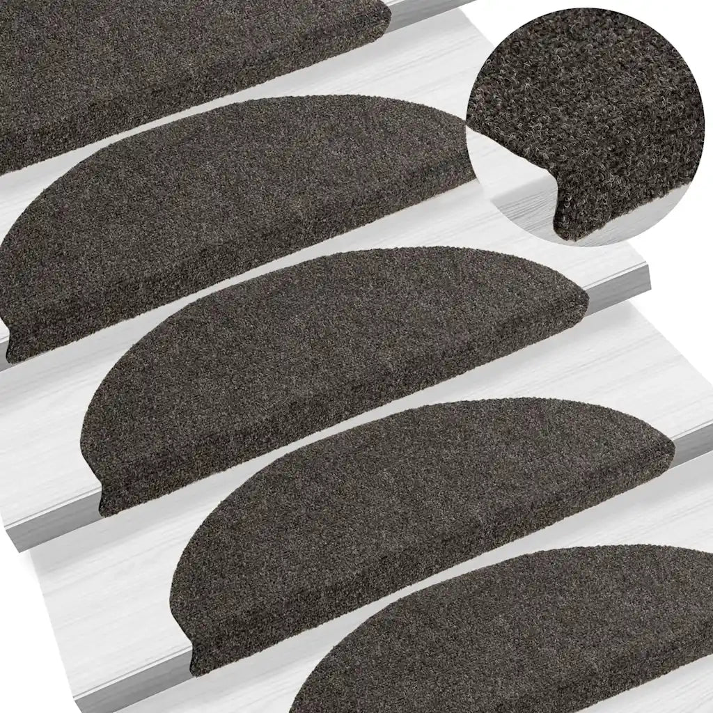 Tappetini per scale autoadesivi 5 pz 65x21x4 cm antracite semicircolari grandi 149714