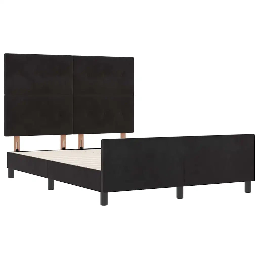 Letto a molle con testiera Nero 140 x 200 cm Velluto
