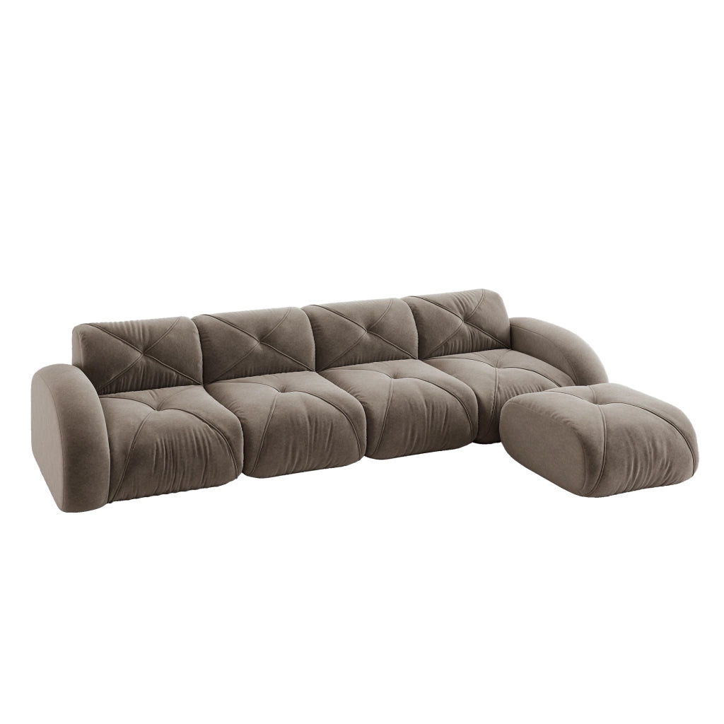 Divano modulare L - Zephmum - 4 posti, marrone, antiscivolo, senza montaggio
