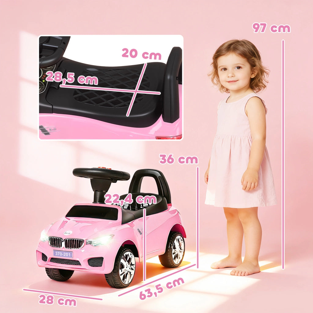 Macchina Cavalcabile per Bambini 18-36 Mesi ¨C Xylo ¨C Rosa con Luci Suoni e Volante