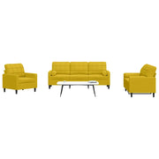 Set di Divani 3 pz con Cuscini e Rinforzi Giallo in Velluto 3278377