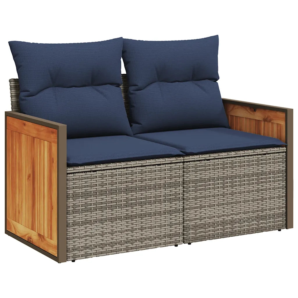 Set Divano da Giardino 8pz con Cuscini Grigio Polyrattan Acacia 3327687