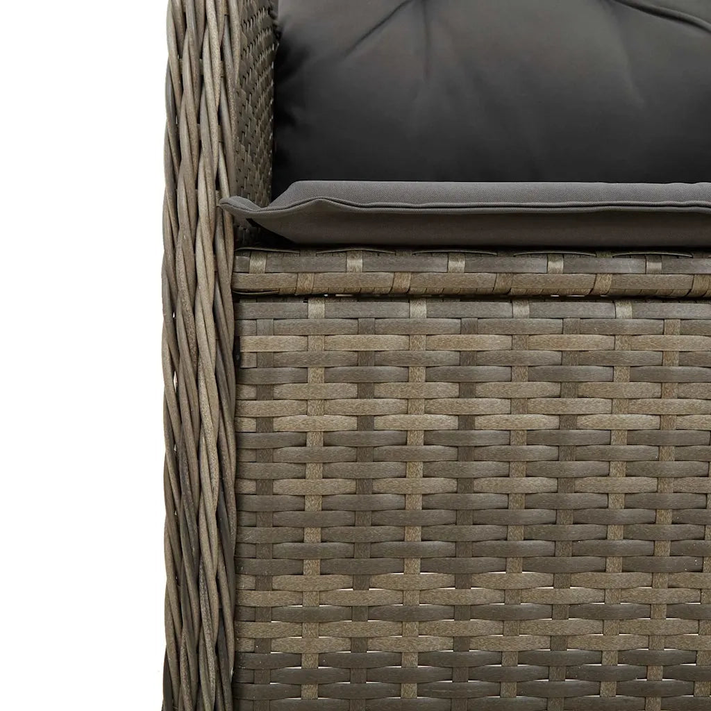 Set Bistrò da Giardino 9 pz con Cuscini in Polyrattan Grigio 3277039