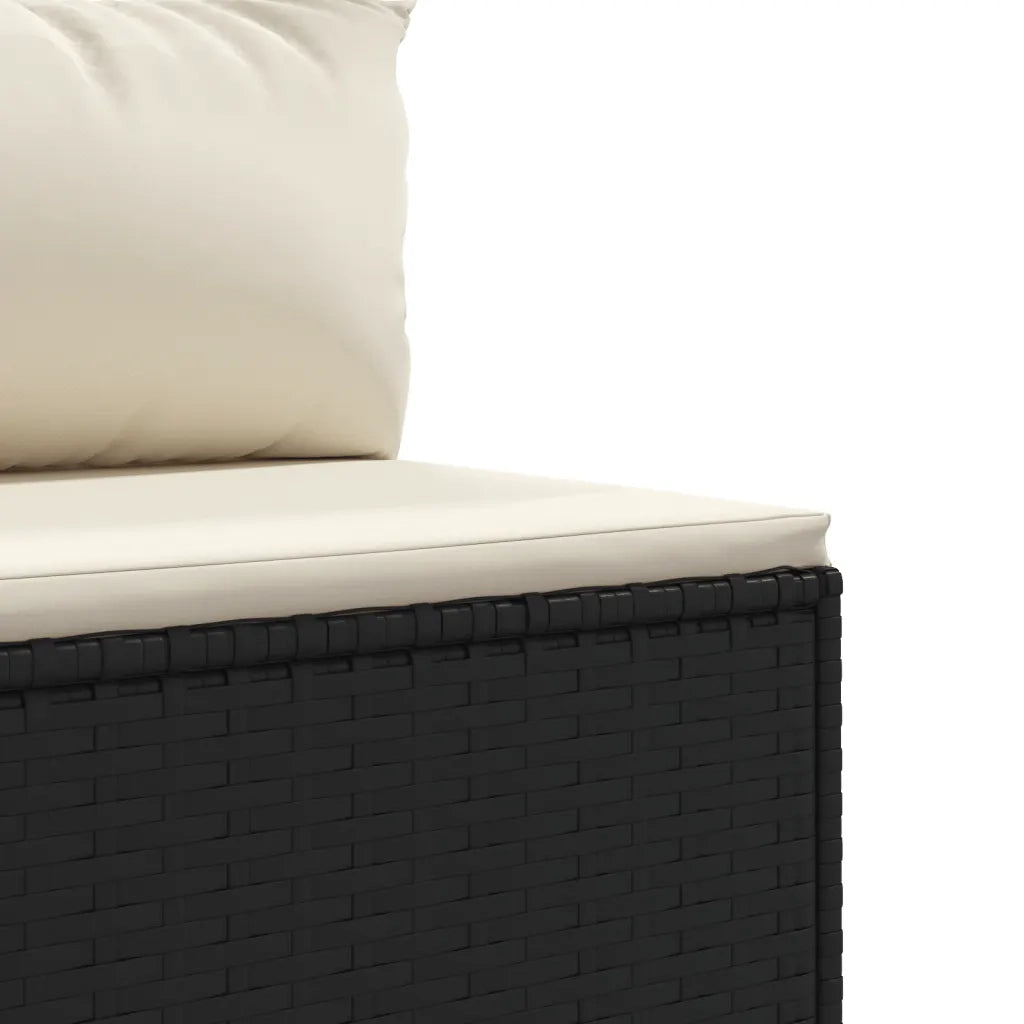 Set Divani da Giardino 4 pz con Cuscini Nero in Polyrattan 3308048