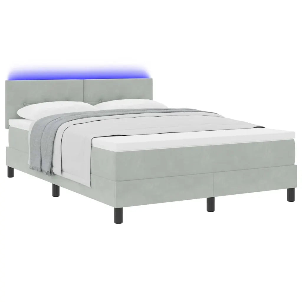 Letto a Sorgente LED con led Grigio chiaro 160 x 200 cm Velluto 3342662