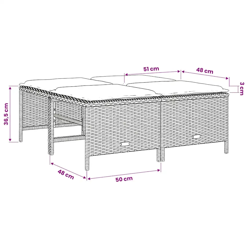 Sgabelli da Giardino con Cuscini 4 pz Neri in Polyrattan CFW4037941