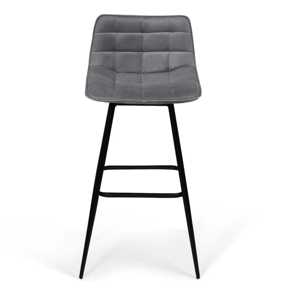 IDMarket - Set di 4 sgabelli da bar in velluto grigio chiaro MADY
