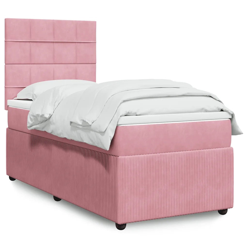Giroletto a Molle con Materasso Rosa 100x200 cm in Velluto 3292267