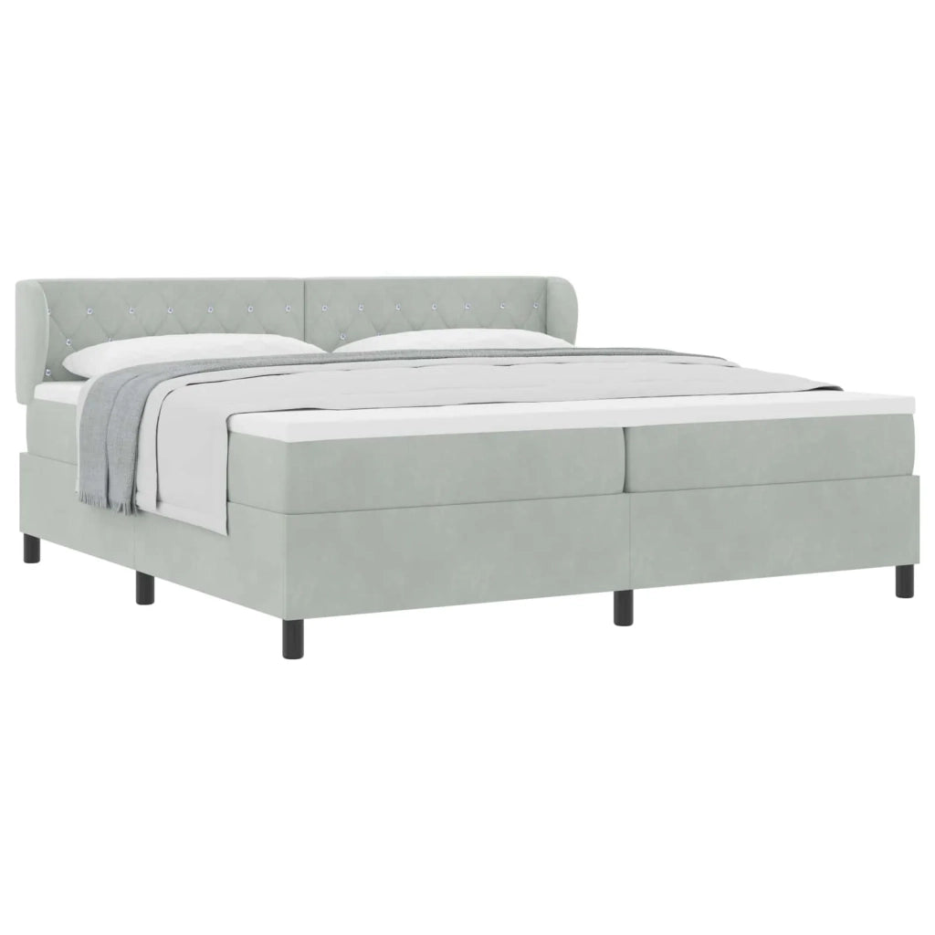 Letto a molle con materasso Grigio chiaro 200 x 200 cm Velluto 3340352