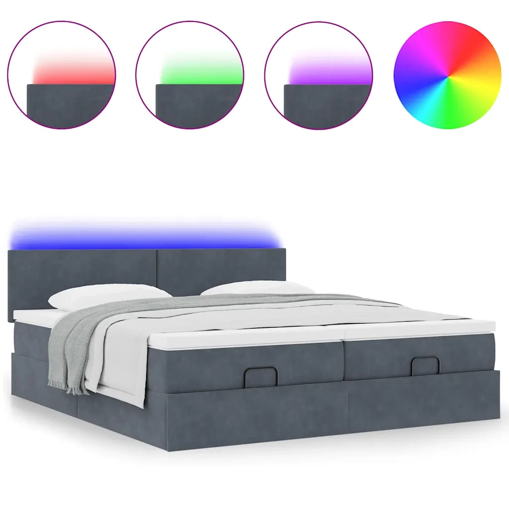 Struttura Letto Pouf con Materassi 200x200 cm Velluto