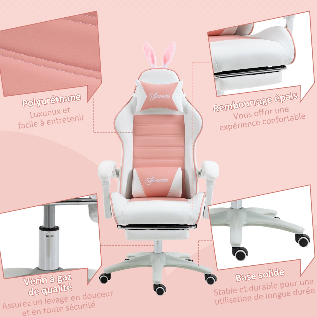 Sedia da Gaming con Supporto Lombare ¨C Xylo ¨C Rosa con Poggiatesta