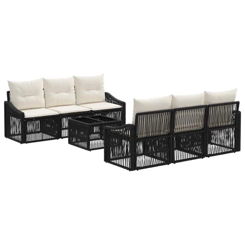 Set Divano da Giardino 7 pz Nero polyrattan 3435937