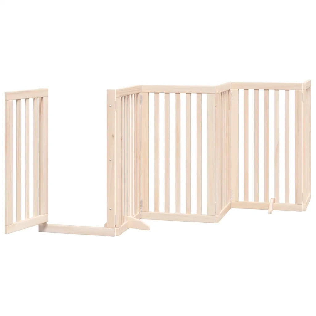 Cancello per Cani con Porta Pieghevole 9 Pannelli 450 cm Pioppo 3155644