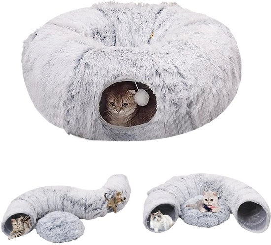 Tunnel per Gatti in Plush - 85 x 26cm - Grigio