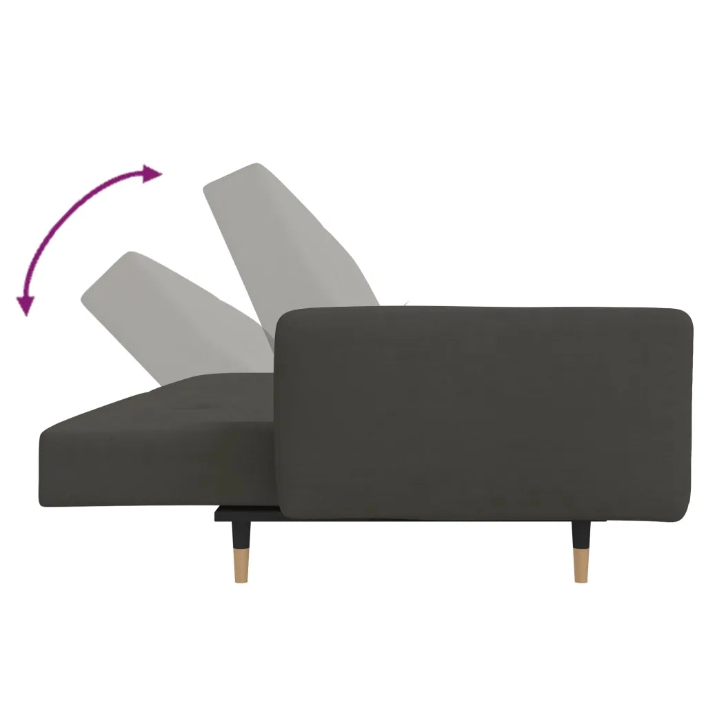 Divano letto | Sof¨¤ letto | Letto singolo a 2 Posti con 2 Cuscini Grigio Scuro in Velluto
