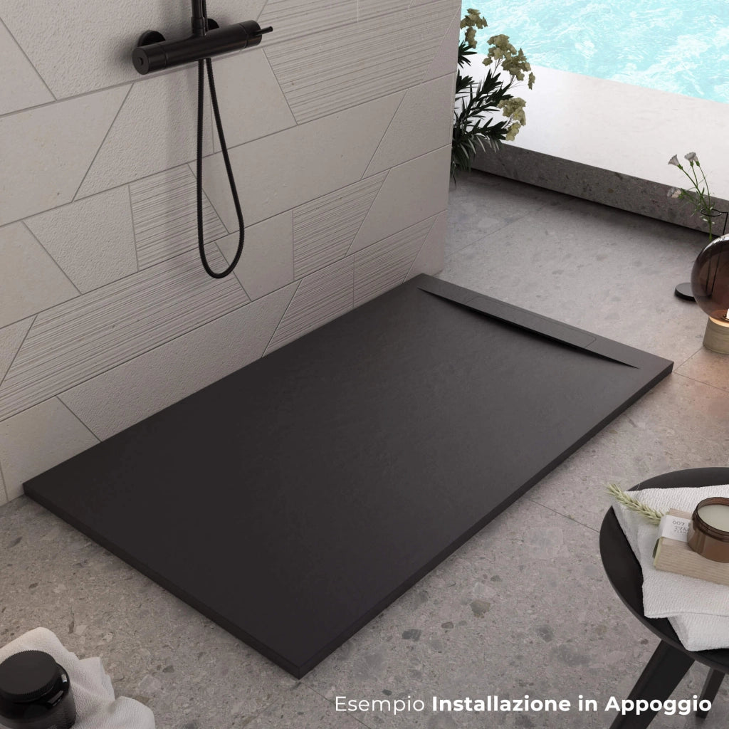 Piatto Doccia in Pietra 90x130 cm Bonussi Ardesia Calcutta Nero
