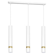 Lampada a sospensione Reno 3 tubi bianchi oro 60cm