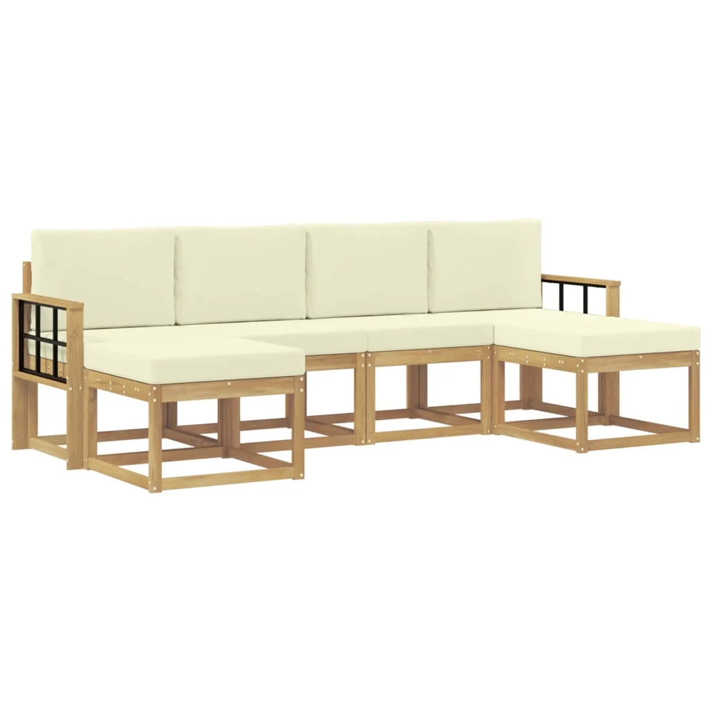 Set di divani da esterno 6 pz Bianco e Crema Poliestere 3388024
