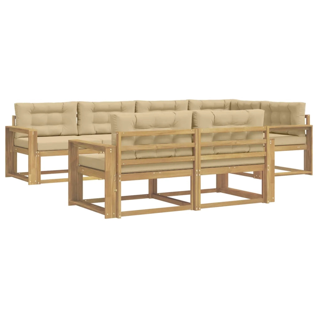 Set di divani da esterno 6 pz Bianco e Beige Poliestere 3386592