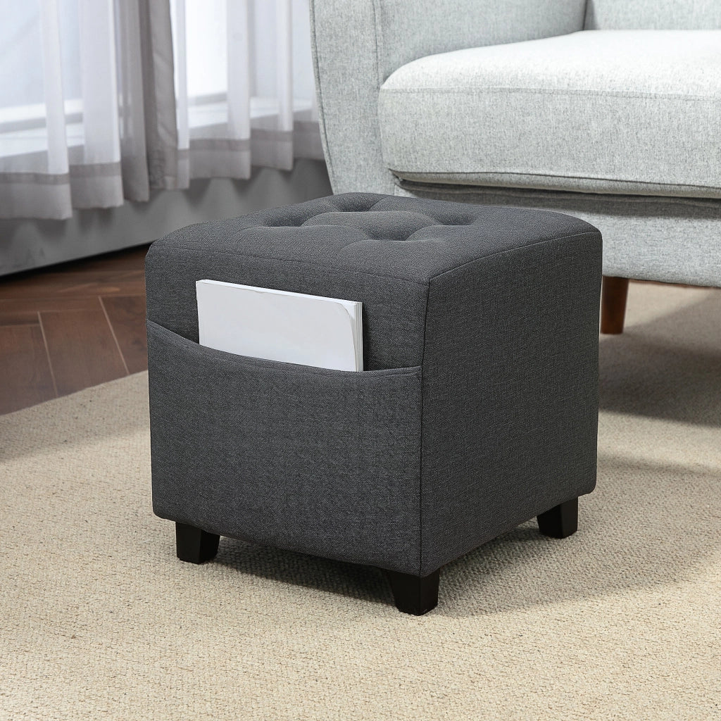 Pouf imbottito con tasca laterale ¨C zephmum ¨C grigio 35x35x35 cm