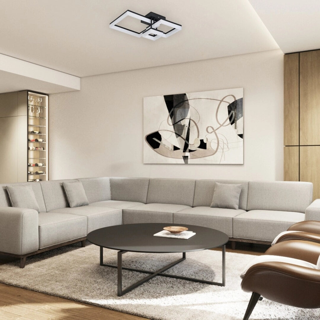 Plafoniera LED moderna nera quadrati CCT 22W Rabalux