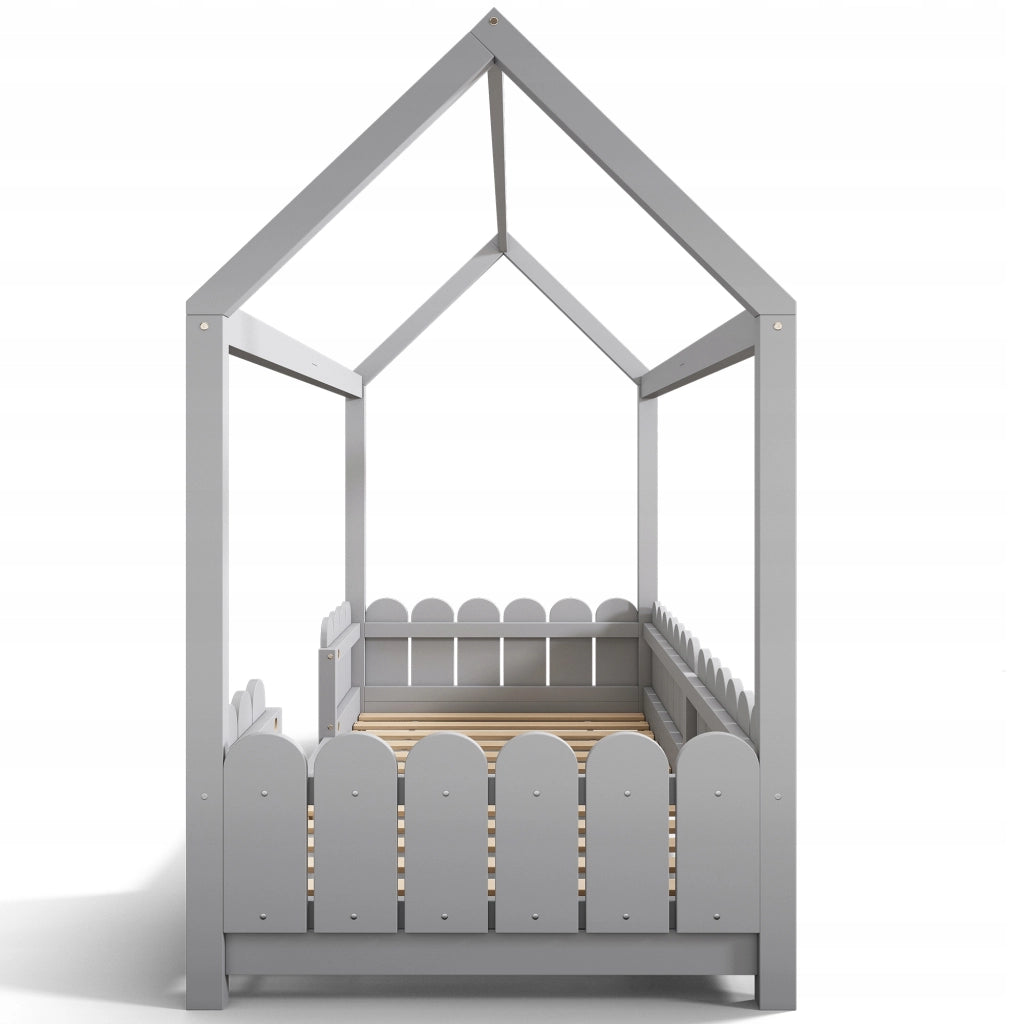 Letto per bambini 90x200 - Xylo - Legno con protezione grigio