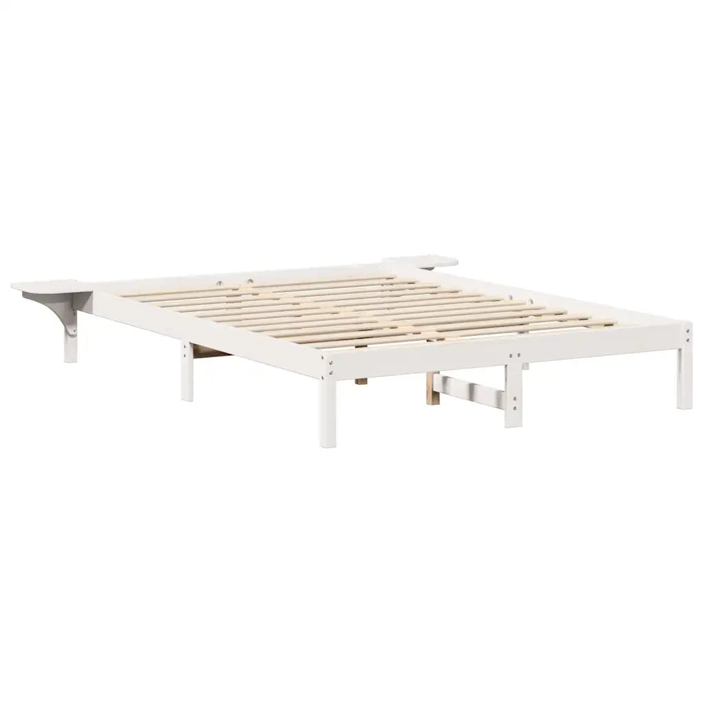 Struttura del letto Bianco 160 x 200 cm Pino massello 873182