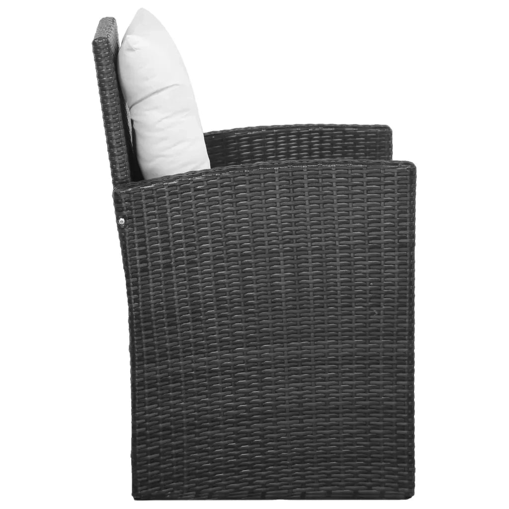 Set Divani da Giardino 5 pz con Cuscini in Polyrattan Nero 43972