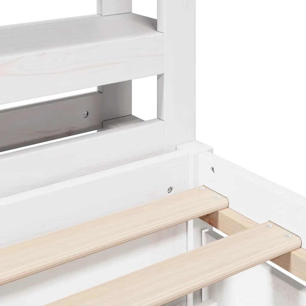 Letto senza Materasso-Struttura Letto Bianco 75x190 in Legno Massello di Pino 962363