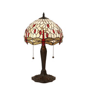 Lampada da tavolo Tiffany vetrata Dragonfly Beige 2xE27