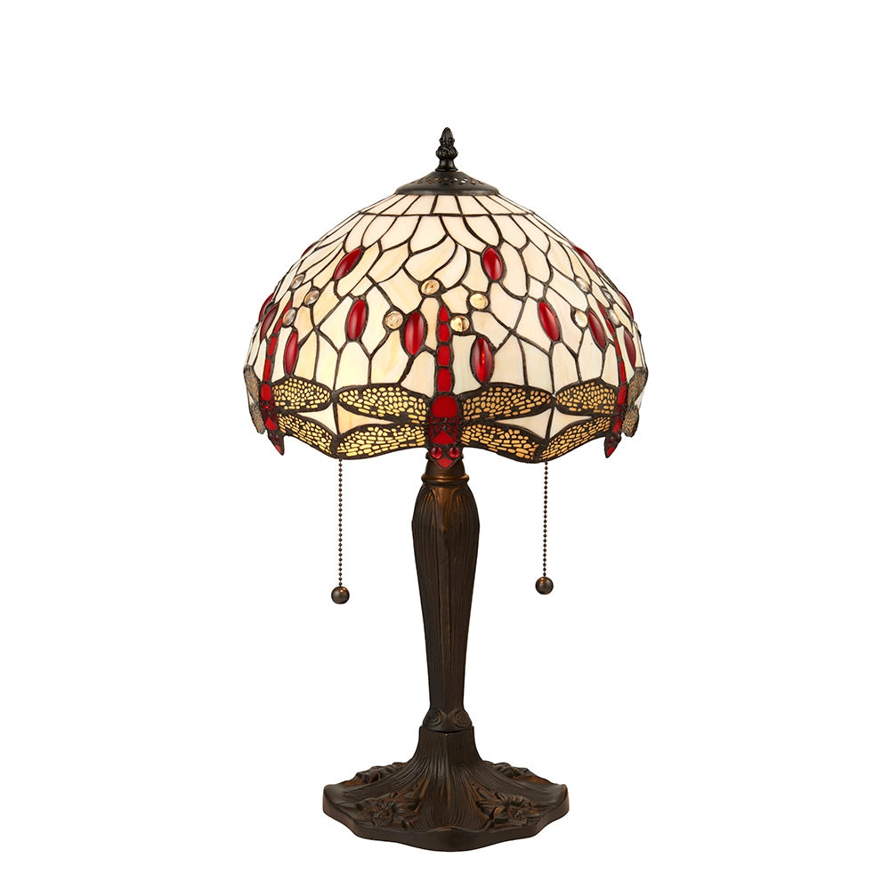 Lampada da tavolo Tiffany vetrata Dragonfly Beige 2xE27
