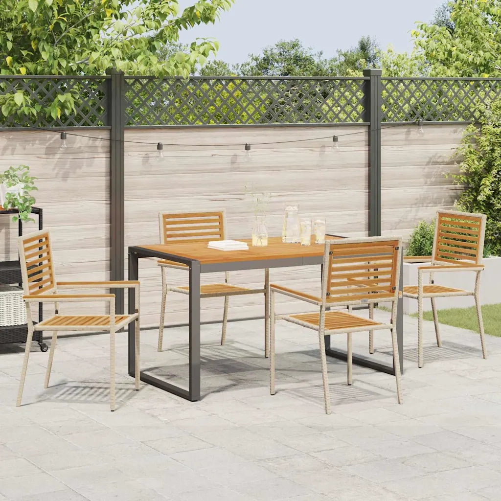 Set da Pranzo per Giardino 5 pcs Beige e Marrone polyrattan