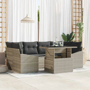 Set Divano da Giardino 7 pcs Grigio chiaro polyrattan