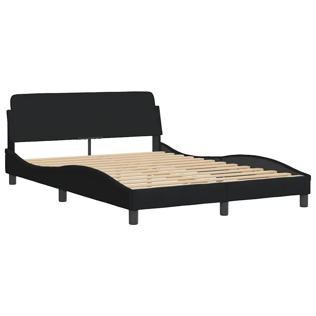 Letto matrimoniale | Letto per adulti | Giroletto senza Materasso Hanko Nero 140x190 cm in Tessuto