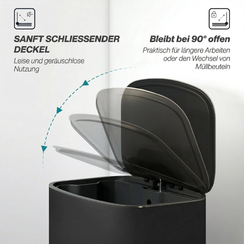 Cestino 50 litri con pedale e coperchio soft-close ¨C zephmum ¨C nero